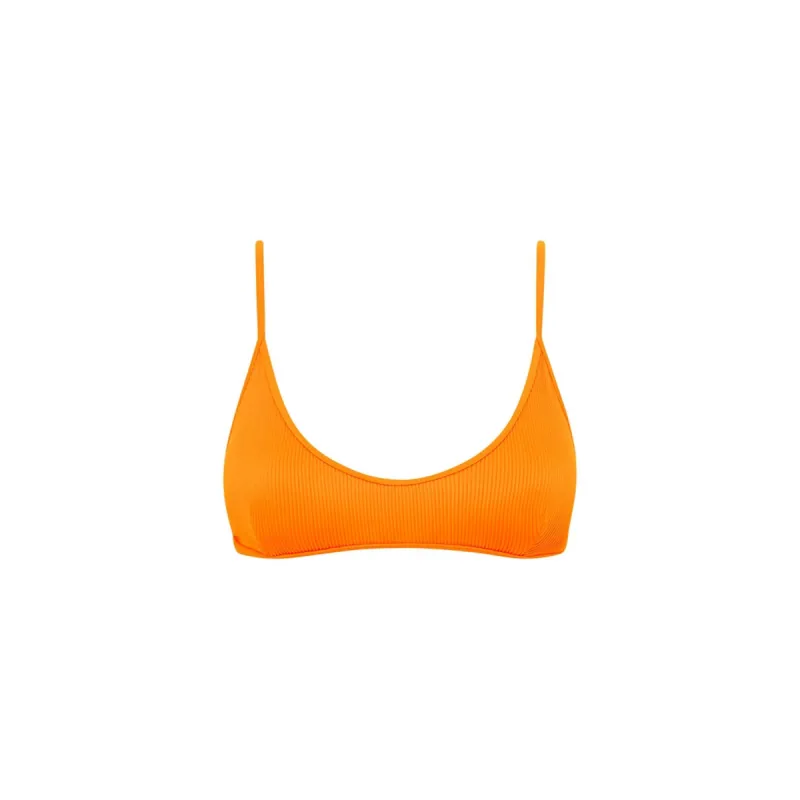 Minimal Tie Back Bikini Top - Papaya Ribbed sold by Kulani Kinis