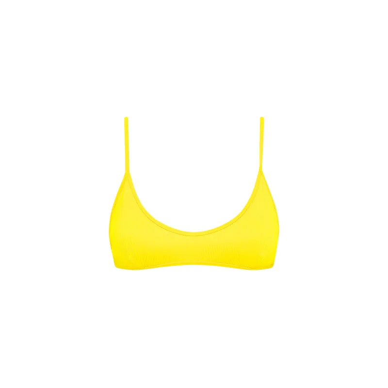 Minimal Tie Back Bikini Top - Sunshine Yellow Ribbed sold by Kulani Kinis