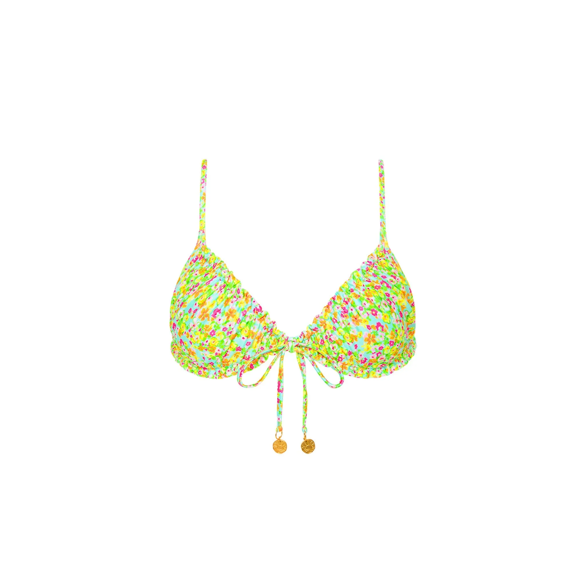Ruched Bow Bralette Bikini Top - Wild Flower sold by Kulani Kinis