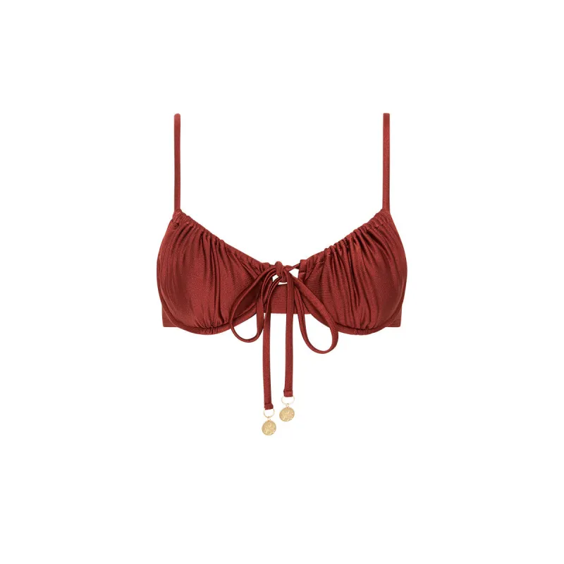 Ruched Underwire Bra Bikini Top - Sweet Cinnamon sold by Kulani Kinis