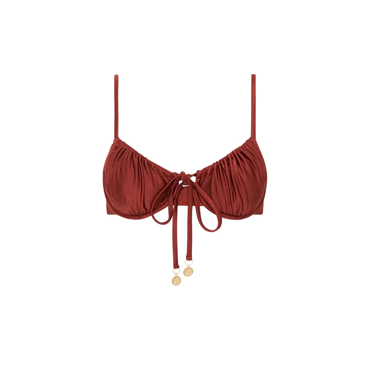 Ruched Underwire Bra Bikini Top - Sweet Cinnamon sold by Kulani Kinis
