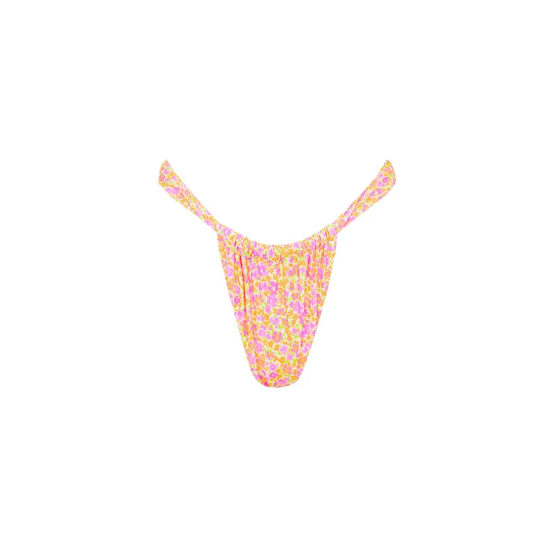 Ruched Thong Bikini Bottom - Champagne Blossom sold by Kulani Kinis