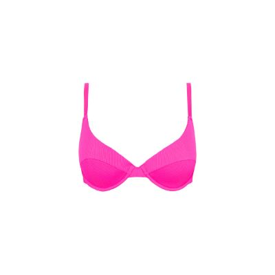 Padded Underwire Bra Bikini Top - Flamingo Pink Ribbed sold by Kulani Kinis
