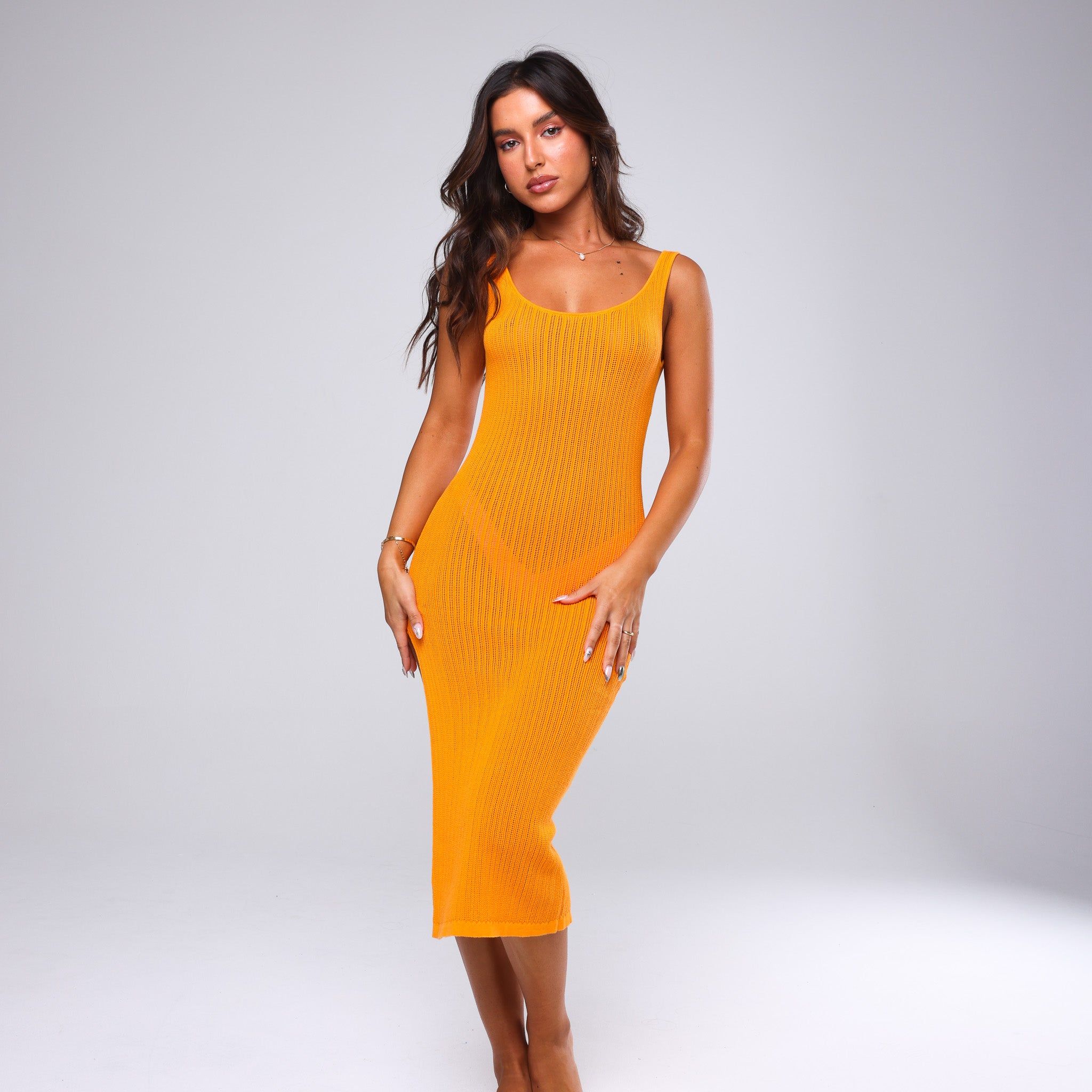 Knit Low-Back Midi Dress - Tangerine sold by Kulani Kinis product image thumbnail 6