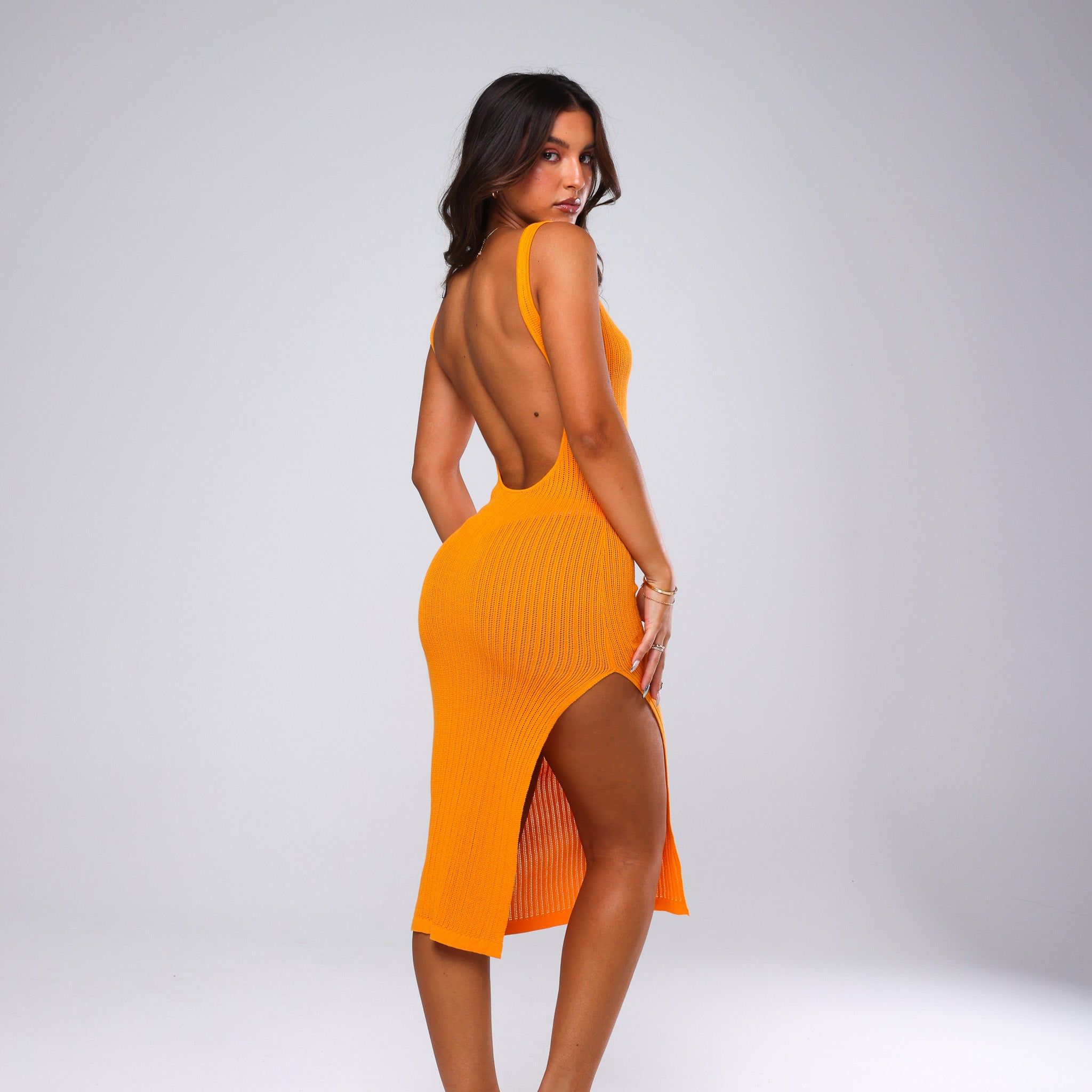 Knit Low-Back Midi Dress - Tangerine sold by Kulani Kinis product image thumbnail 4