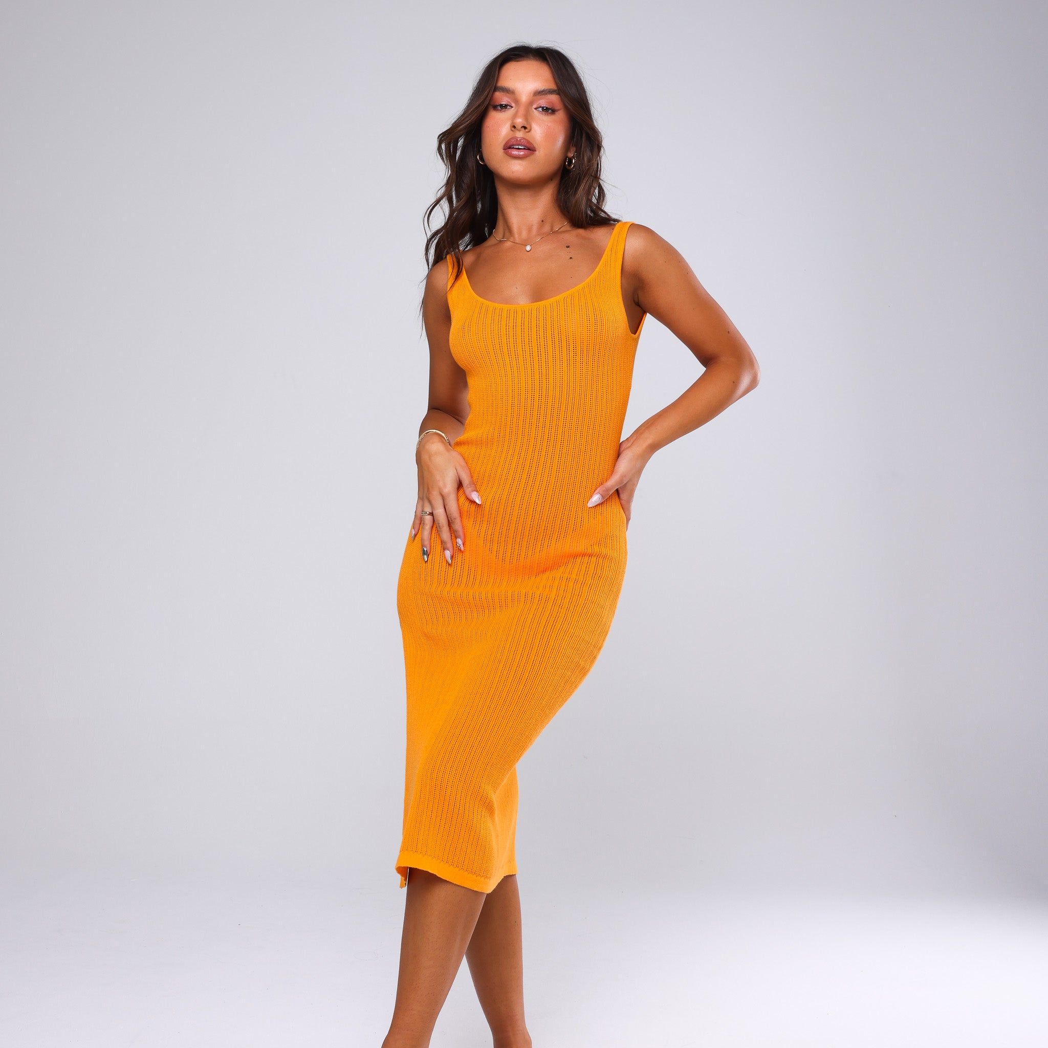 Knit Low-Back Midi Dress - Tangerine sold by Kulani Kinis product image thumbnail 3