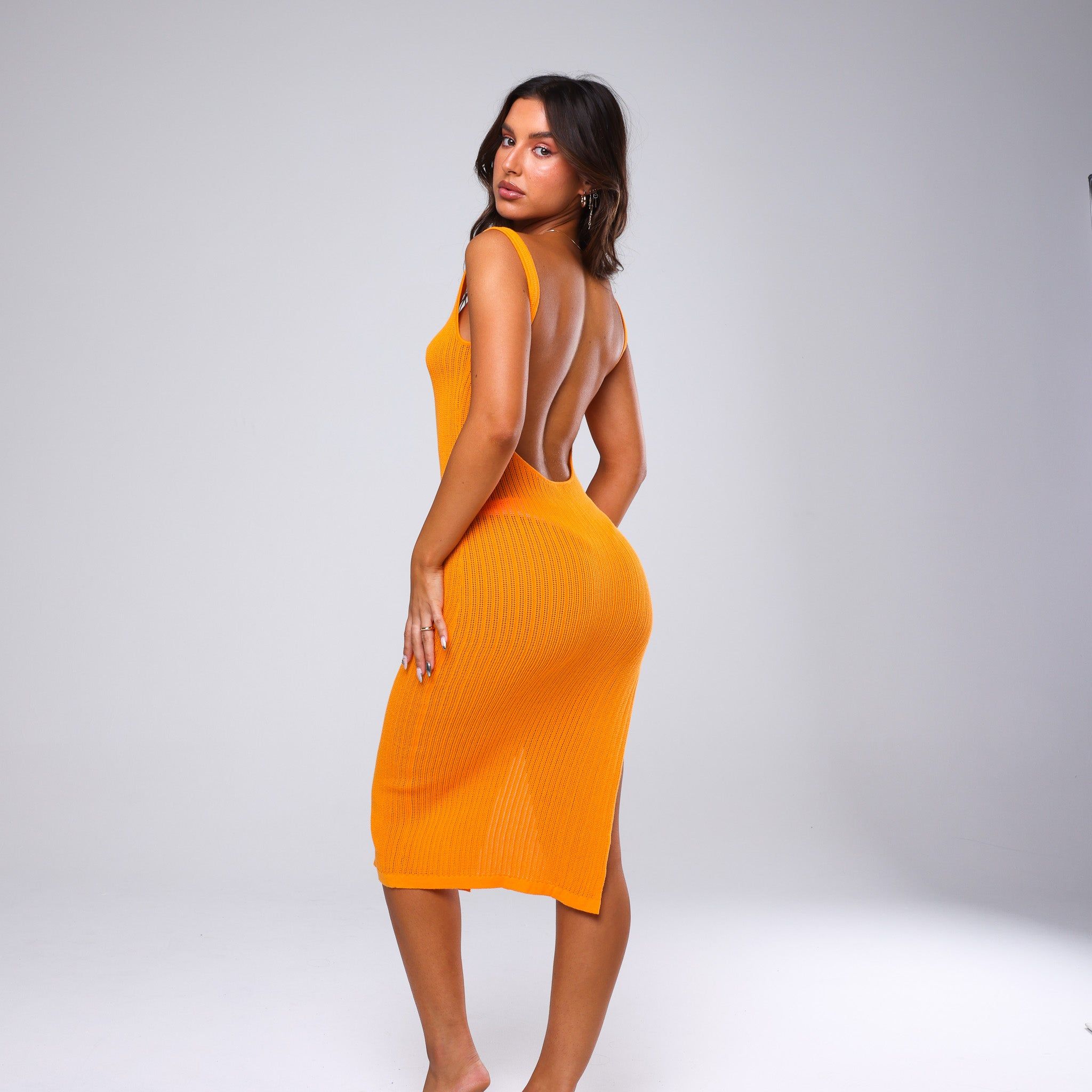Knit Low-Back Midi Dress - Tangerine sold by Kulani Kinis product image thumbnail 2