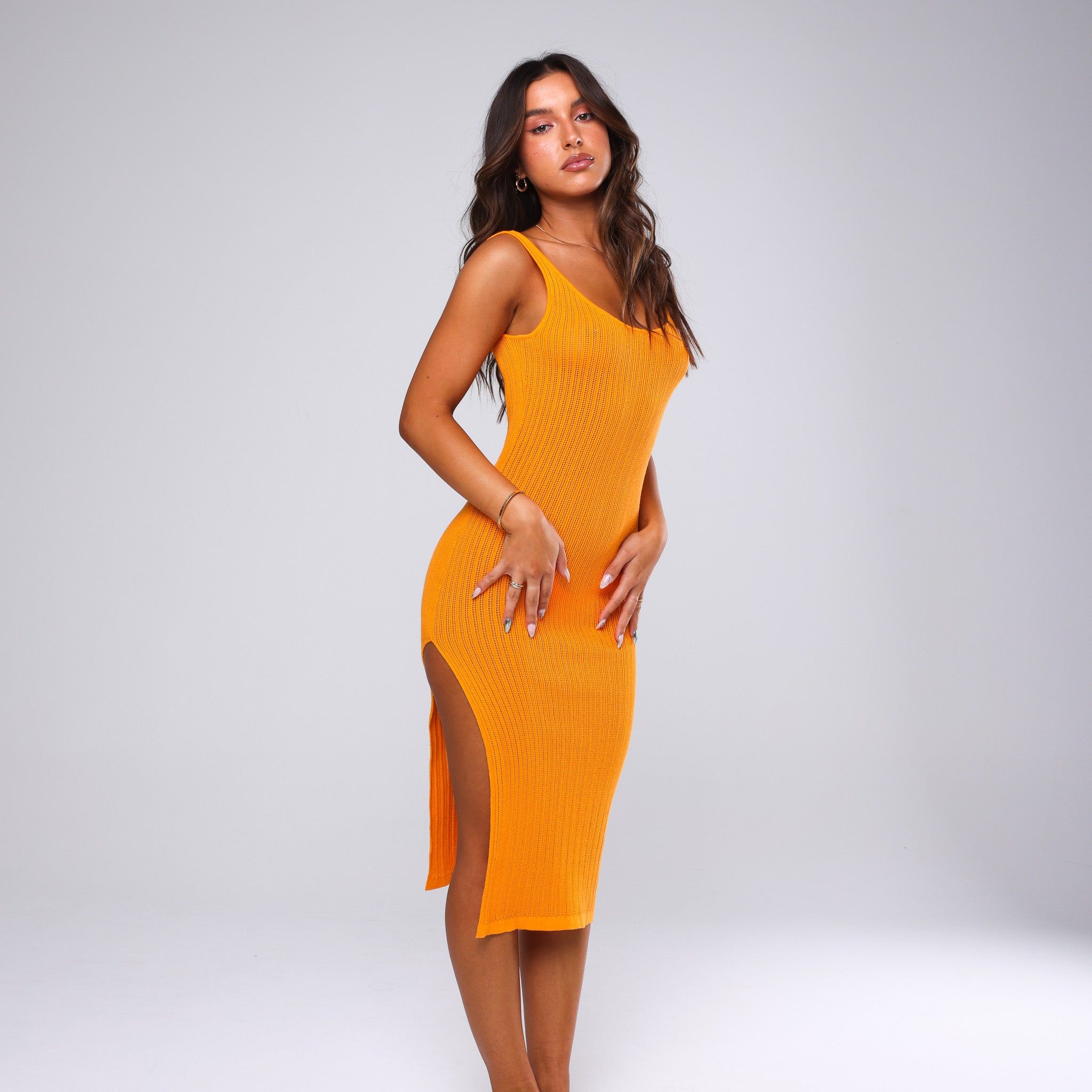Knit Low-Back Midi Dress - Tangerine sold by Kulani Kinis product image thumbnail 5