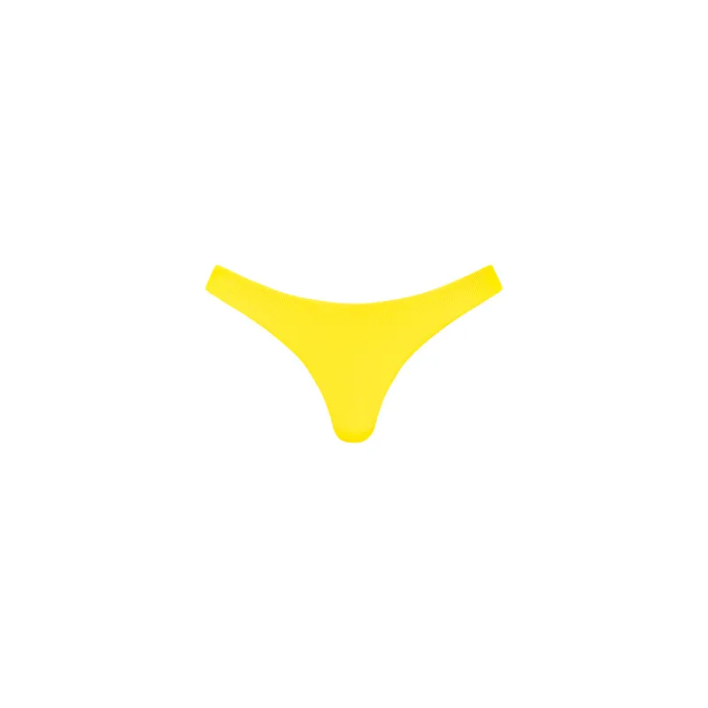 Minimal Full Coverage Bikini Bottom - Sunshine Yellow Ribbed sold by Kulani Kinis