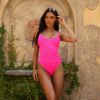 Underwire Cheeky One Piece - Flamingo Pink Ribbed sold by Kulani Kinis