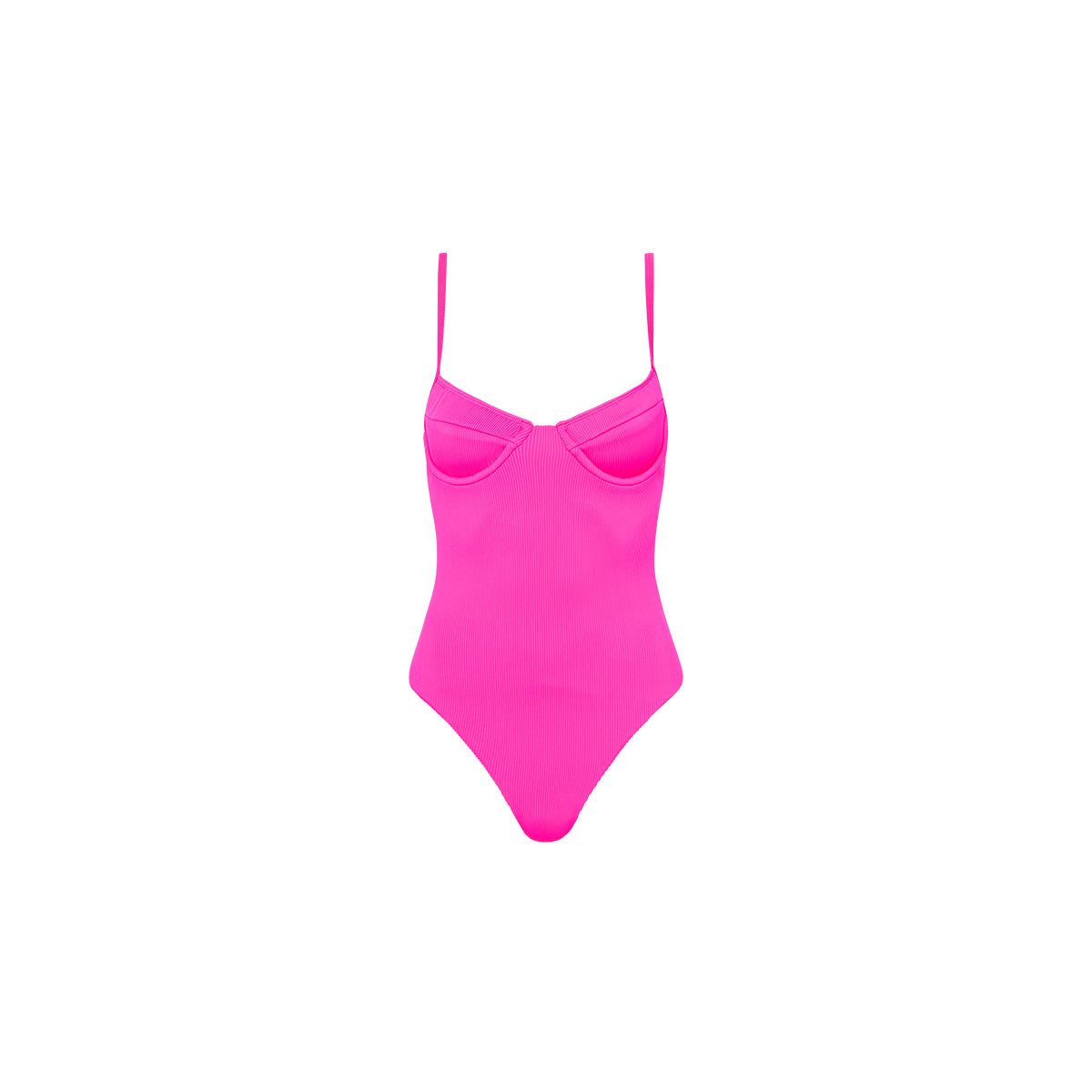 Underwire Cheeky One Piece - Flamingo Pink Ribbed sold by Kulani Kinis