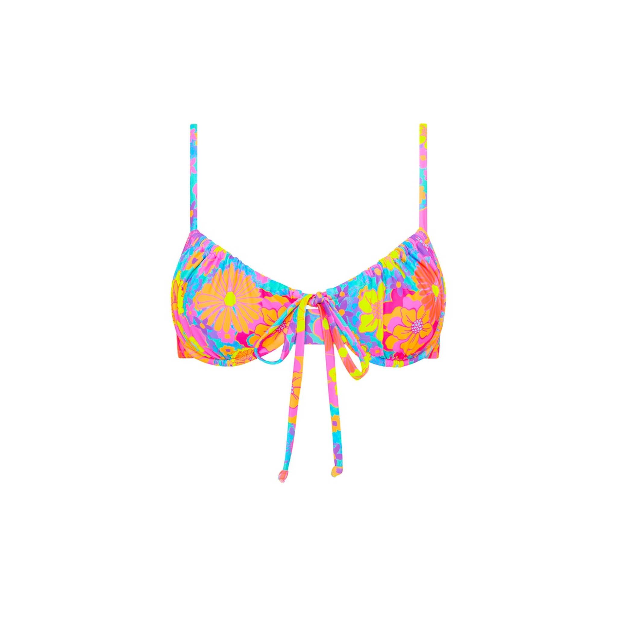 Ruched Underwire Bra Bikini Top - Bermuda Bloom sold by Kulani Kinis