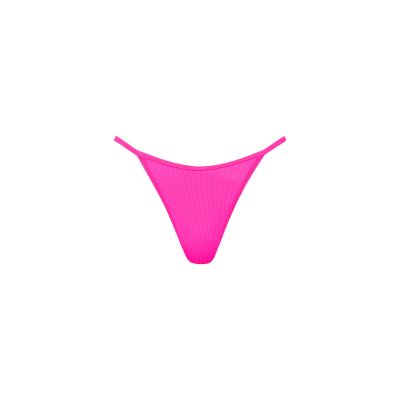Tanning Thong Bikini Bottom - Flamingo Pink Ribbed sold by Kulani Kinis