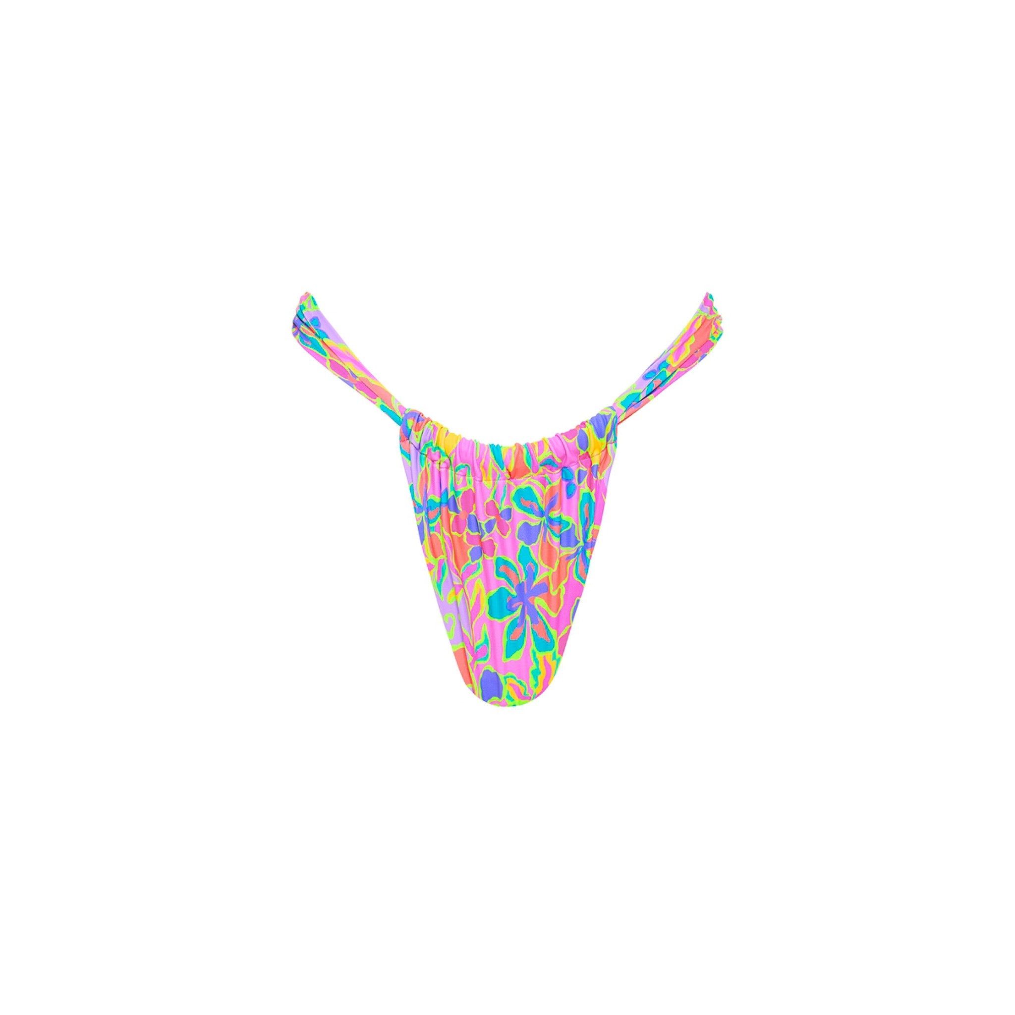 Ruched Thong Bikini Bottom - Pink Aurora sold by Kulani Kinis