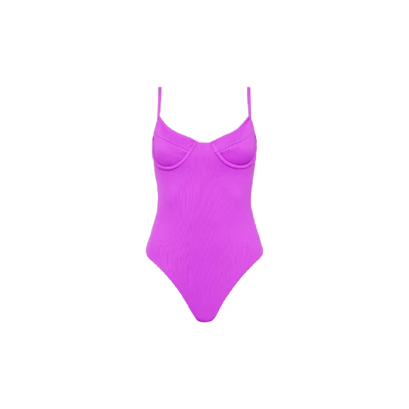 Underwire Cheeky One Piece - Electric Violet Ribbed sold by Kulani Kinis