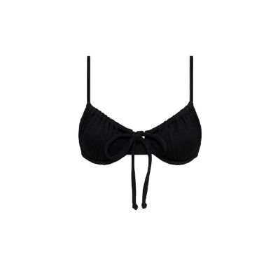 Ruched Underwire Bra Bikini Top - Pitch Black Ribbed sold by Kulani Kinis
