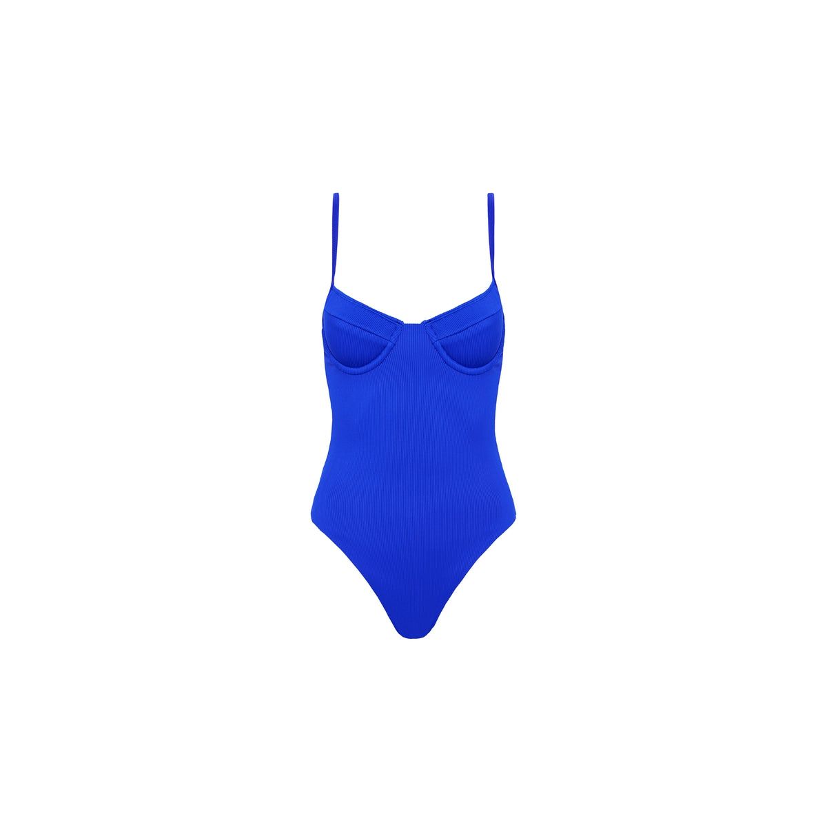 Underwire Cheeky One Piece Swimwear - Ocean Blue Ribbed sold by Kulani Kinis