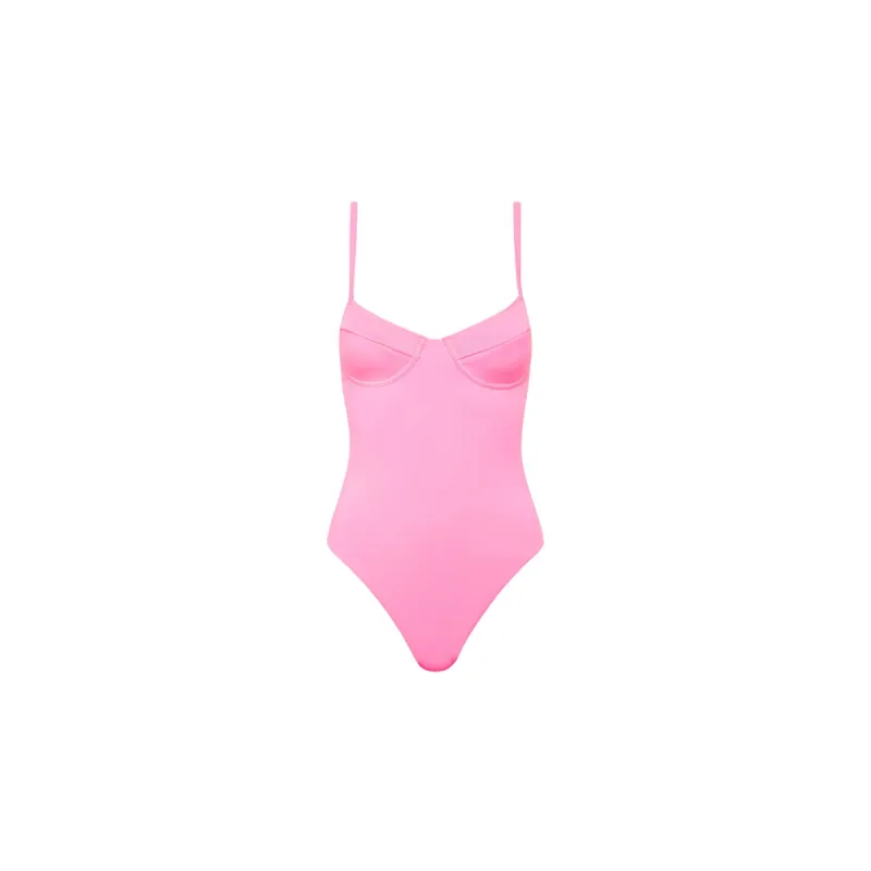 Underwire Cheeky One Piece - Taffy Pink Ribbed sold by Kulani Kinis
