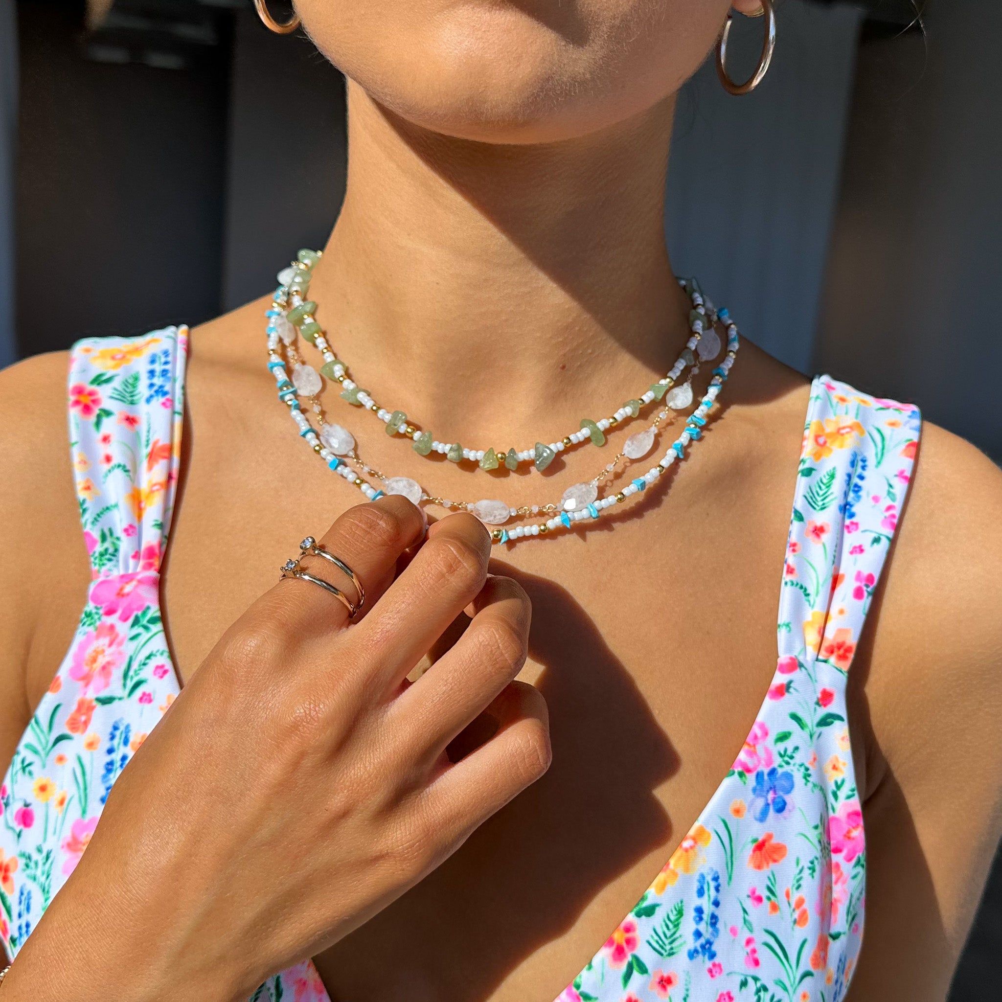 Beaded Gem Necklace - Turquoise sold by Kulani Kinis product image thumbnail 4