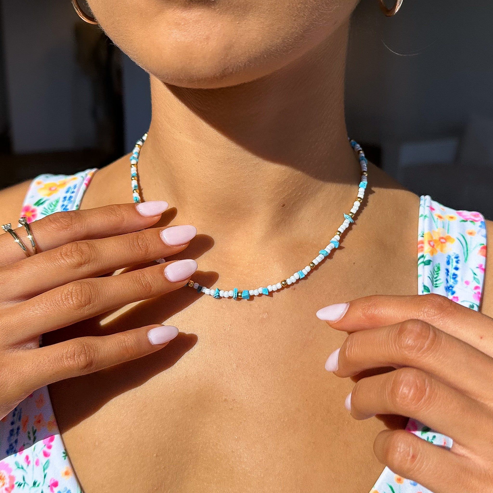 Beaded Gem Necklace - Turquoise sold by Kulani Kinis product image thumbnail 2