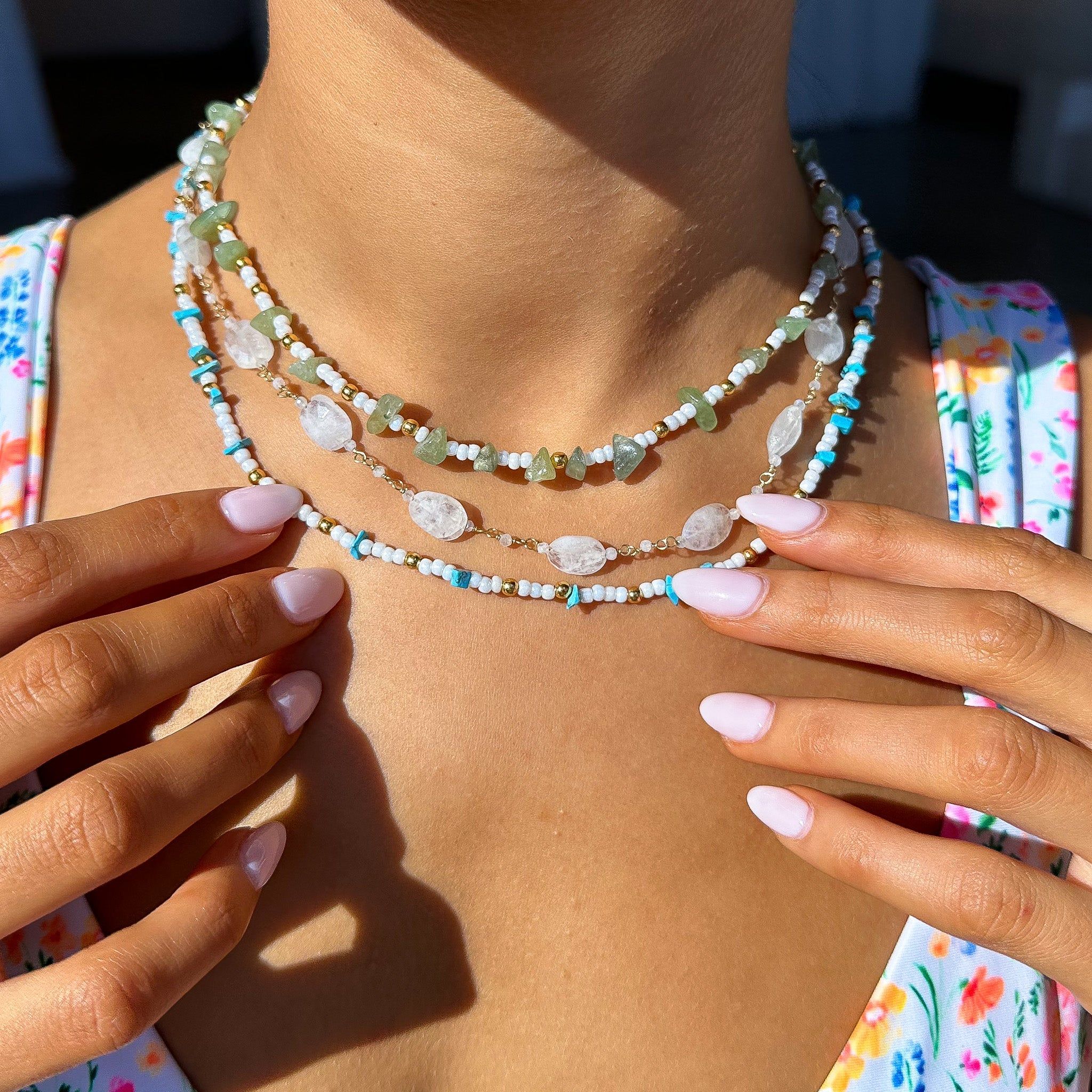Beaded Gem Necklace - Turquoise sold by Kulani Kinis product image thumbnail 3