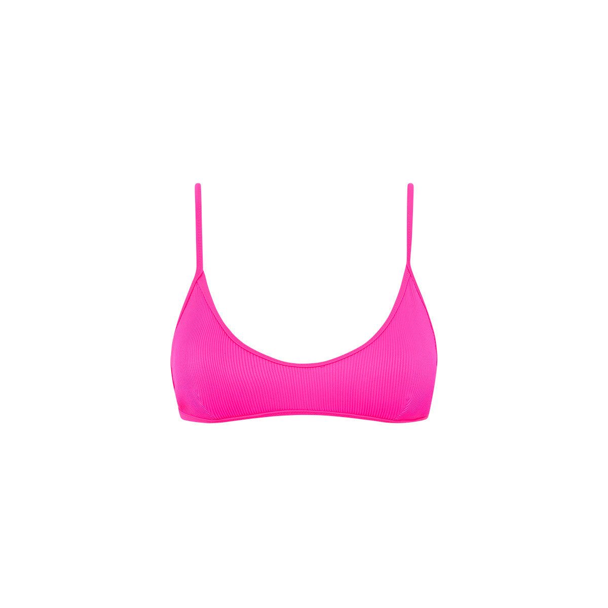 Minimal Tie Back Bikini Top - Flamingo Pink Ribbed sold by Kulani Kinis