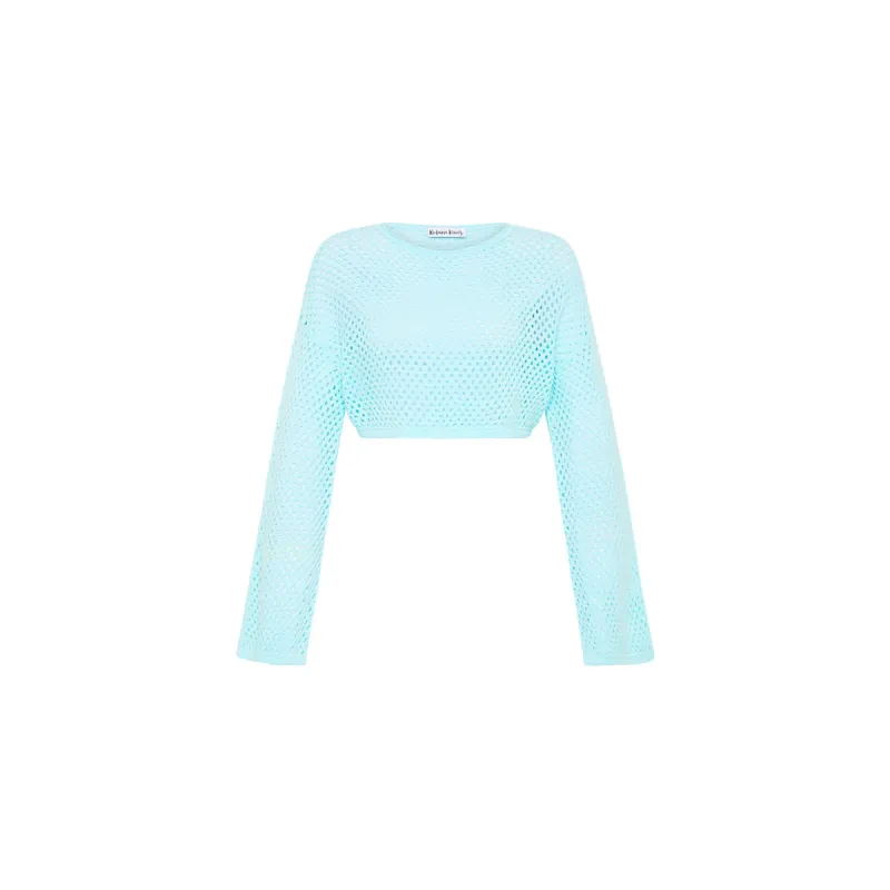 Crochet Long Sleeve Crop - Cloud Blue sold by Kulani Kinis