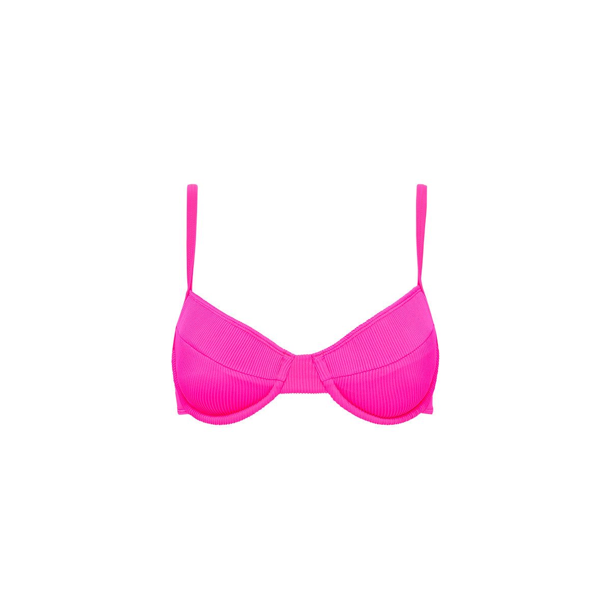 Ditzy Underwire Bra Bikini Top - Flamingo Pink Ribbed sold by Kulani Kinis