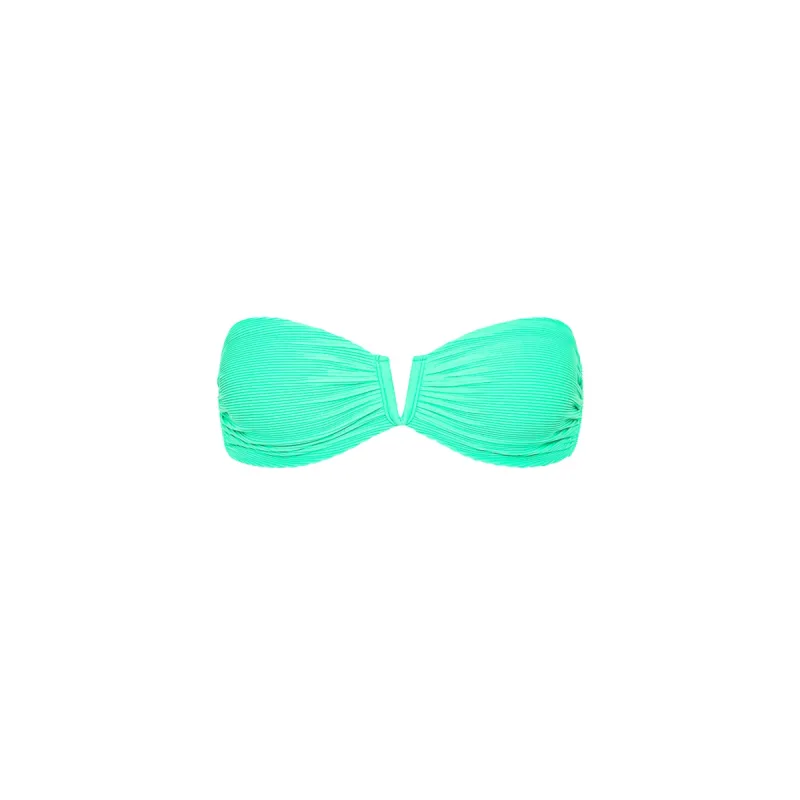 V Strapless Bandeau Bikini Top - Turquoise Mint Ribbed sold by Kulani Kinis