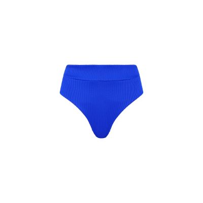 High Hip Cheeky Bikini Bottom - Ocean Blue Ribbed sold by Kulani Kinis