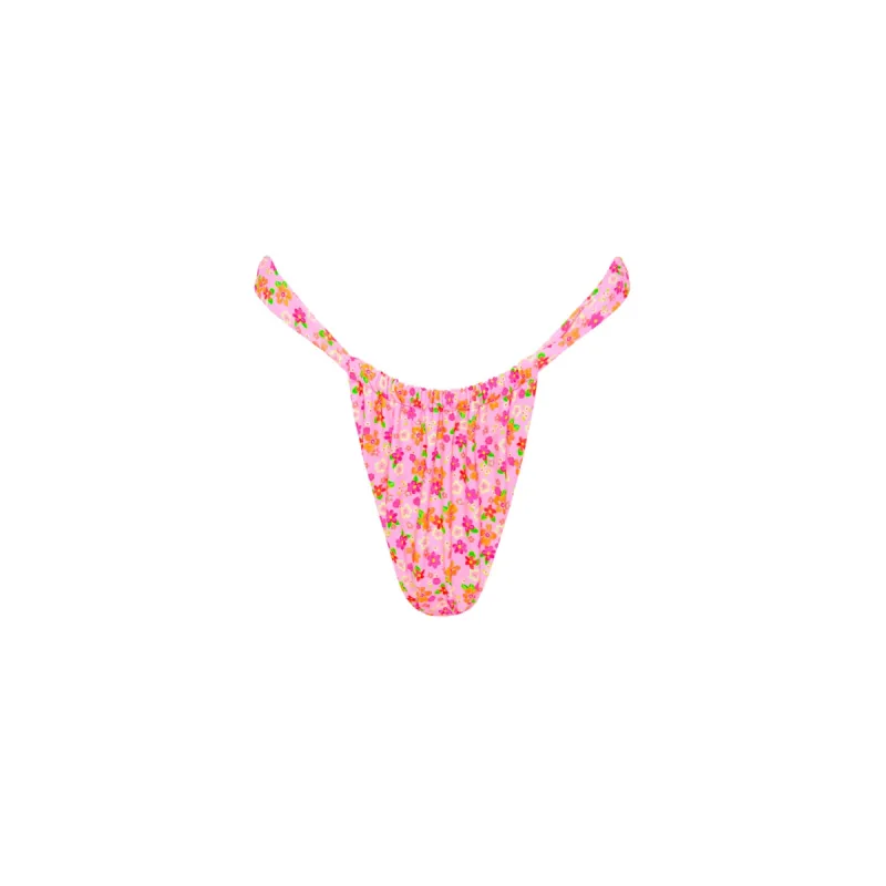Ruched Thong Bikini Bottom - Frangipani Fever sold by Kulani Kinis
