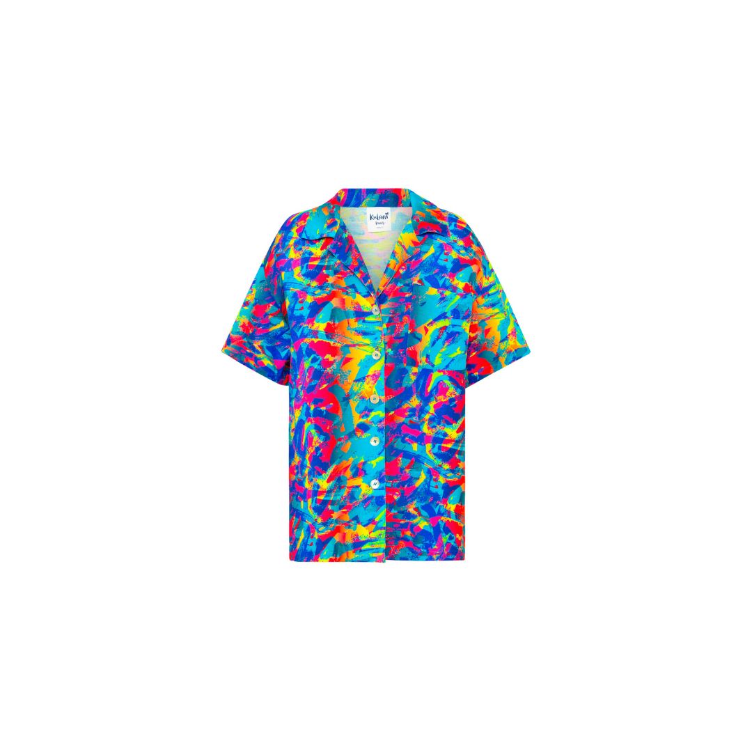 Oversized Linen Shirt - Moon Lagoon sold by Kulani Kinis