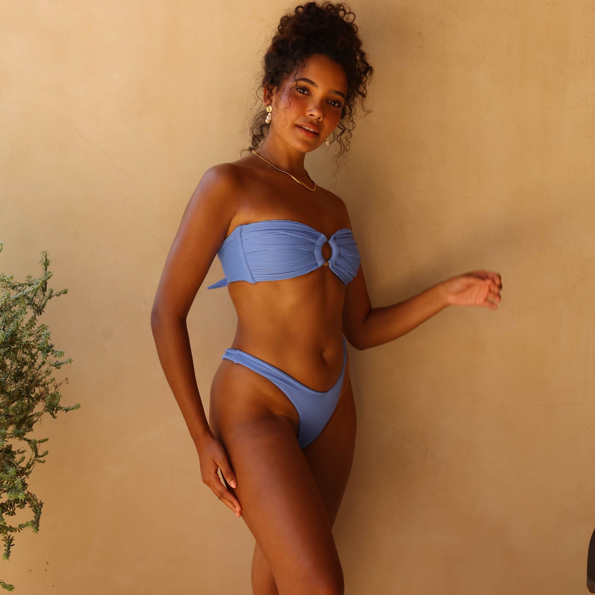 Y Cheeky Bikini Bottom - Breezy Blue Ribbed sold by Kulani Kinis product image thumbnail 5