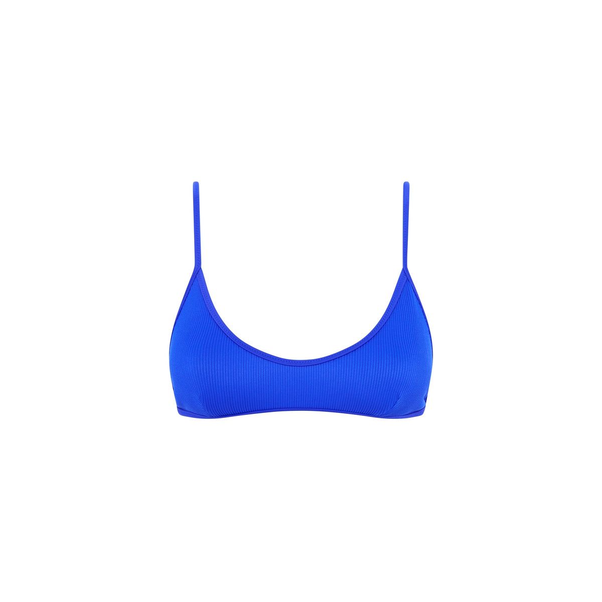 Minimal Tie Back Bikini Top - Ocean Blue Ribbed sold by Kulani Kinis