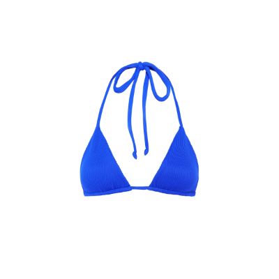 Slide Triangle Bikini Top - Ocean Blue Ribbed sold by Kulani Kinis