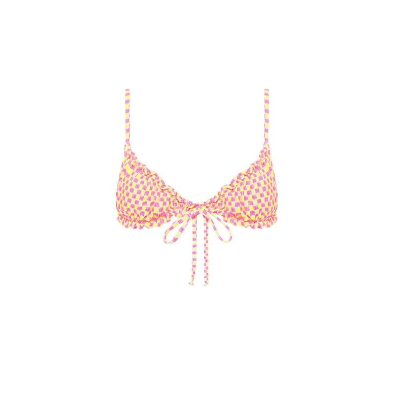 Ruched Bow Bralette Bikini Top - Watermelon Sugar sold by Kulani Kinis