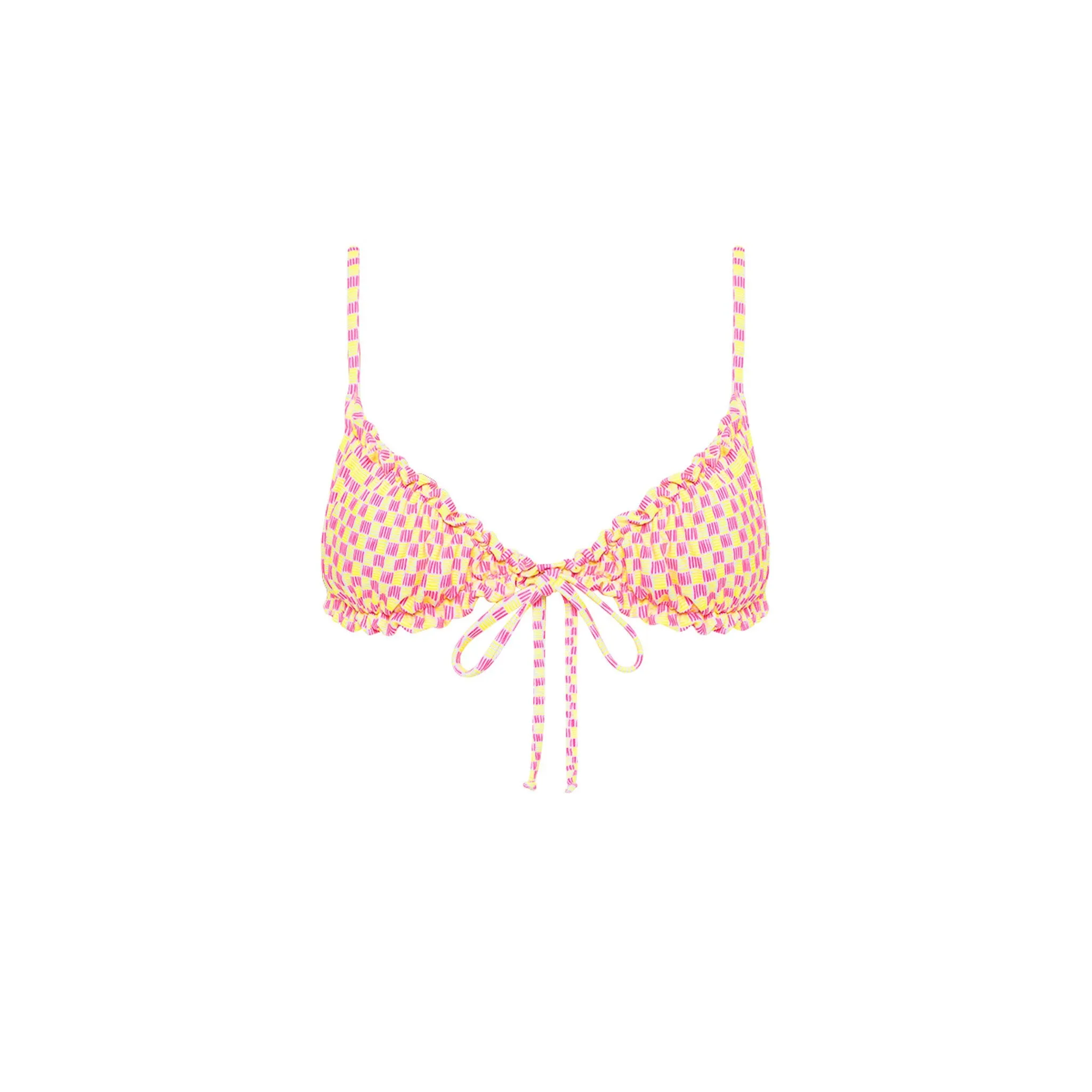 Ruched Bow Bralette Bikini Top - Watermelon Sugar sold by Kulani Kinis