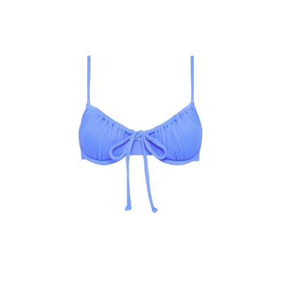Ruched Underwire Bra Bikini Top - Breezy Blue Ribbed sold by Kulani Kinis