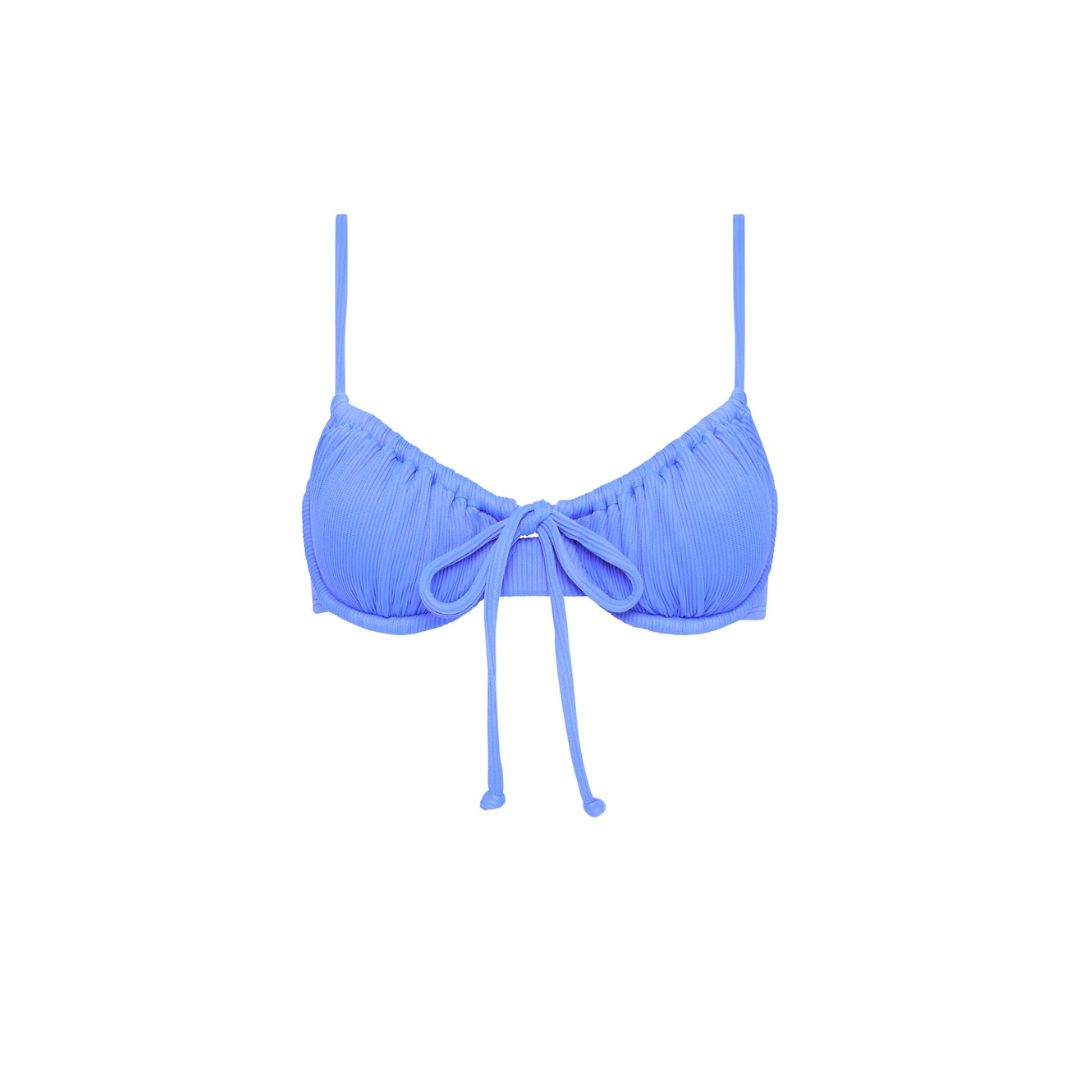 Ruched Underwire Bra Bikini Top - Breezy Blue Ribbed sold by Kulani Kinis