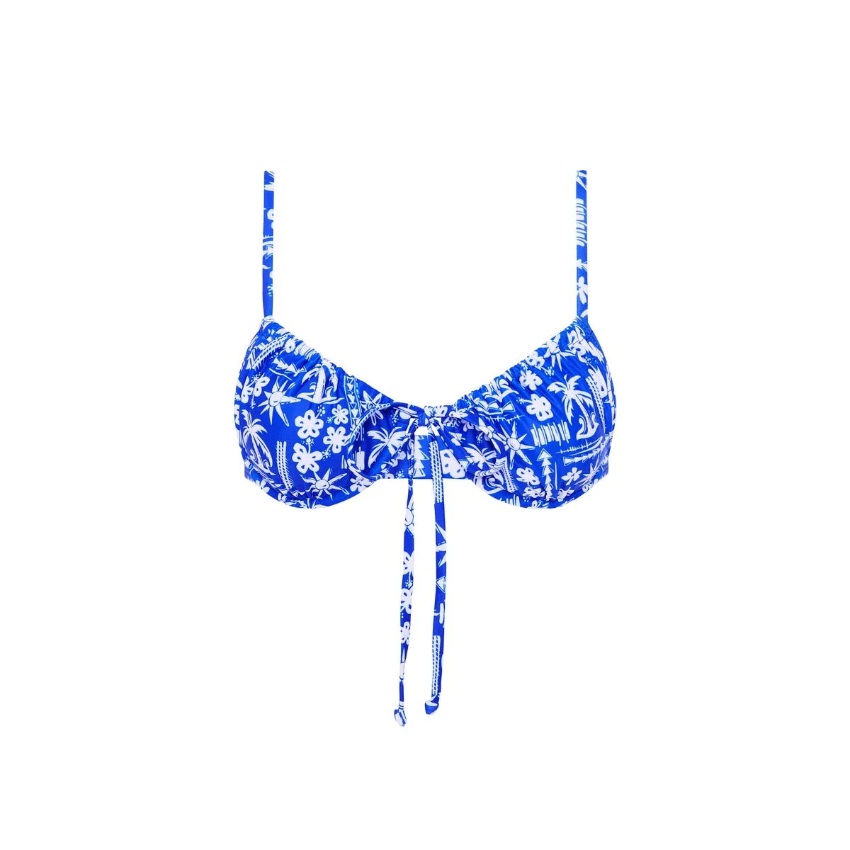 Ruched Underwire Bra Bikini Top - Caribbean Blues sold by Kulani Kinis