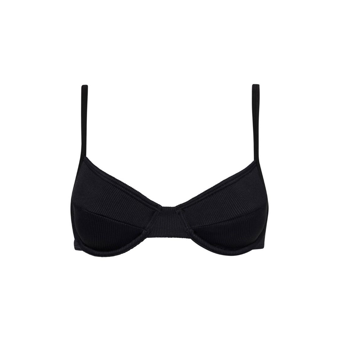 Ditzy Underwire Bra Bikini Top - Pitch Black Ribbed sold by Kulani Kinis