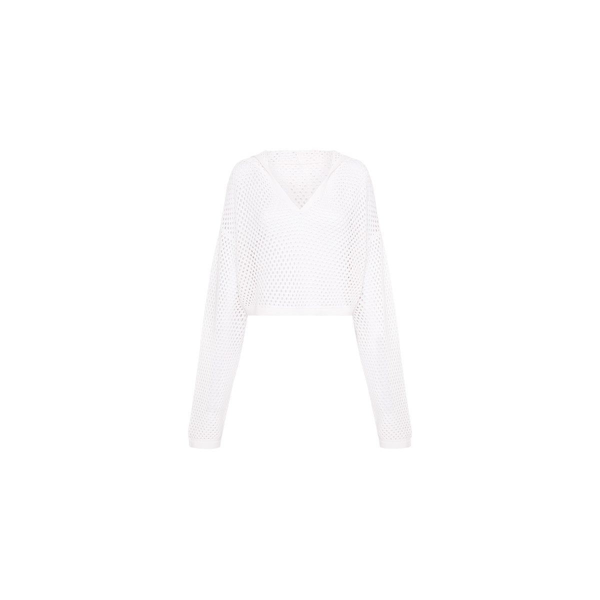 Crochet Knit Cropped Hoodie - White sold by Kulani Kinis