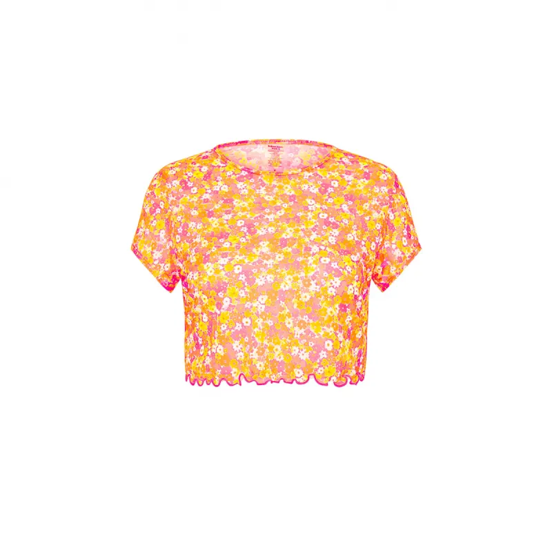 Mesh Cropped Tee - Mimosa Meadows sold by Kulani Kinis
