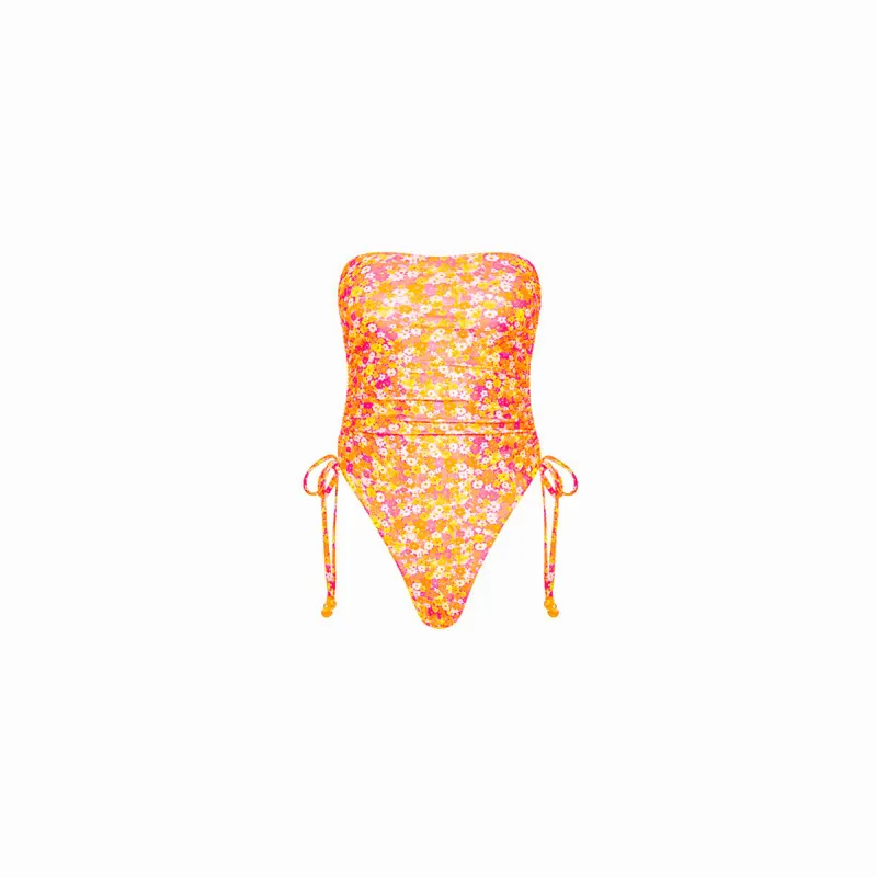 Ruched Bandeau One Piece - Mimosa Meadows sold by Kulani Kinis
