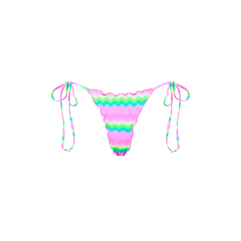Lettuce Edge Thong Tie Bikini Bottom - Candy Clouds sold by Kulani Kinis