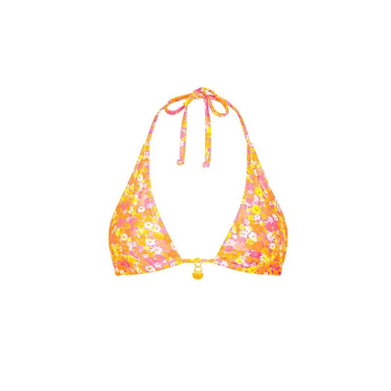 Classic Tie Halter Bikini Top - Mimosa Meadows sold by Kulani Kinis