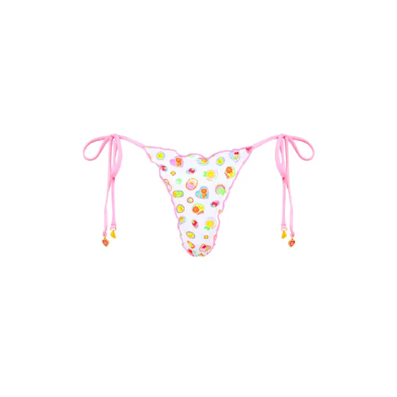 Lettuce Edge Thong Tie Bikini Bottom - Cutie Frutti sold by Kulani Kinis