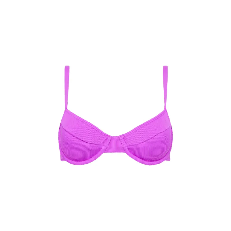 Ditzy Underwire Bra Bikini Top - Electric Violet Ribbed sold by Kulani Kinis