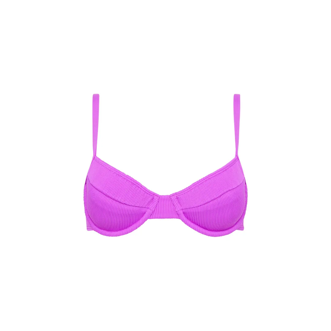 Ditzy Underwire Bra Bikini Top - Electric Violet Ribbed sold by Kulani Kinis