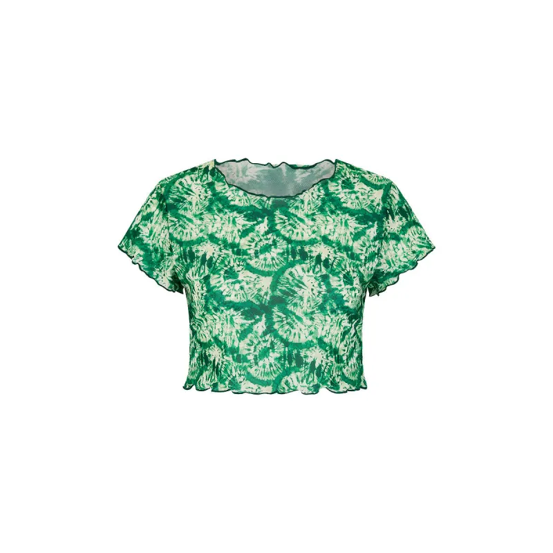Lettuce Mesh Cropped Tee - Emerald Tides sold by Kulani Kinis